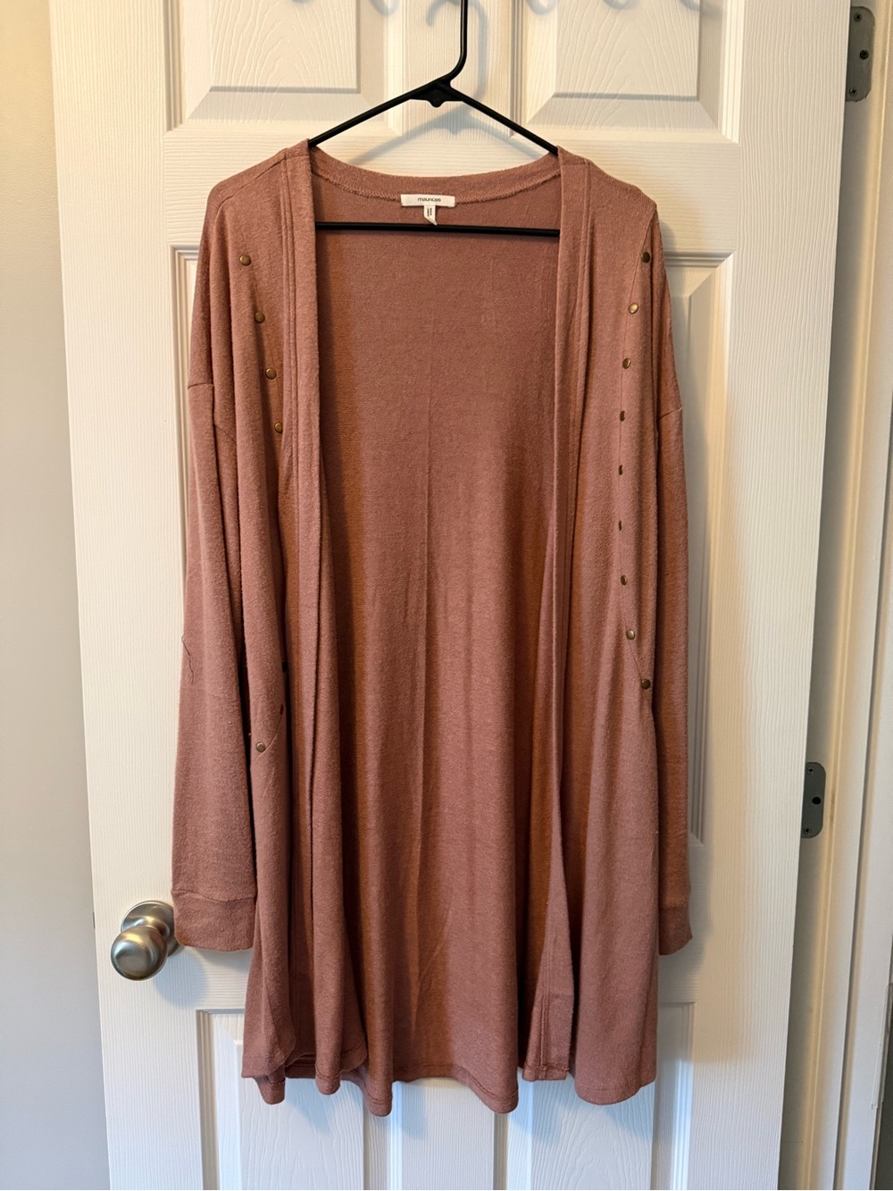 Maurices Dusty Rose Open-Front Cardigan with Button Details